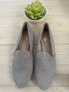 Yosi Samra Gray Suede Studded Flats Pointed Toe Slip On Women’s 9